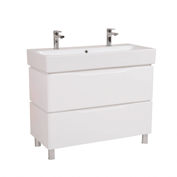 Kupi Ormarić s umivaonikom Venice 100 bijeli podni s 2 slavine / Cena v trgovini Vsebo