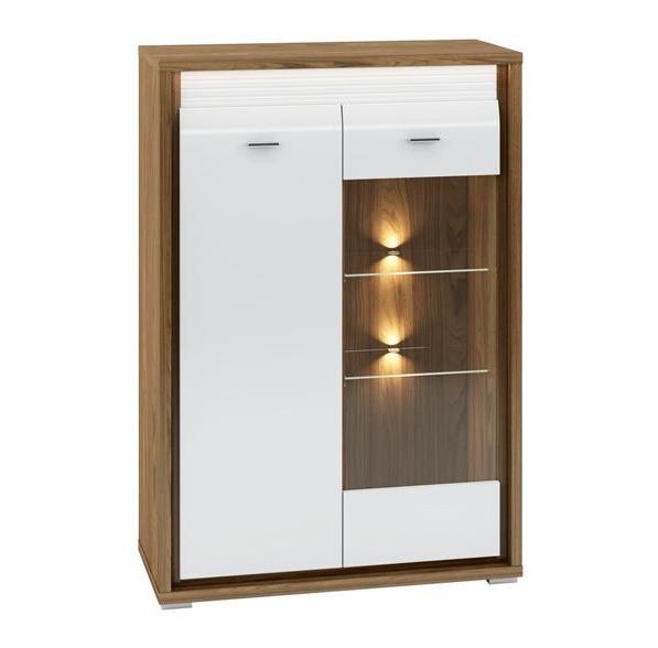 Kupi Ormar s vitrinom Dallas 06 - bijela, orah / Cena v trgovini Vsebo