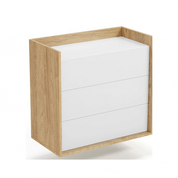 Kupi Komoda Mobius 3S - hikori hrast/bijela / Cena v trgovini Vsebo