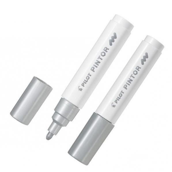 Kupi Pilot Marker Pintor  MEDIUM, metal srebrni SW-PT-M-SI, 6 kom / Cena v trgovini Vsebo