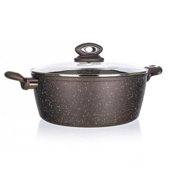 Kupi Lonac Granit Brown s pokrovom 24x10,5 cm / Cena v trgovini Vsebo