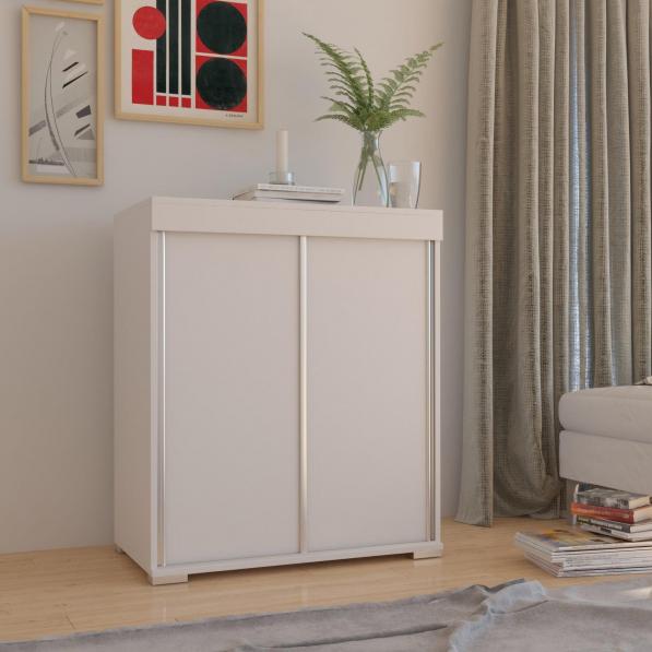 Kupi Komoda Cezar s kliznim vratima - hrast sonoma / bijela mat / Cena v trgovini Vsebo