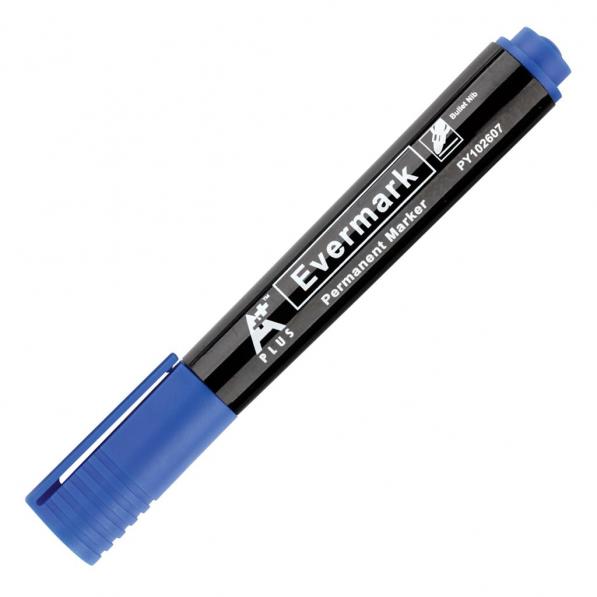 Kupi A PLUS Permanentni marker EVERMARK, plav, okrugli vrh, 12 kom / Cena v trgovini Vsebo