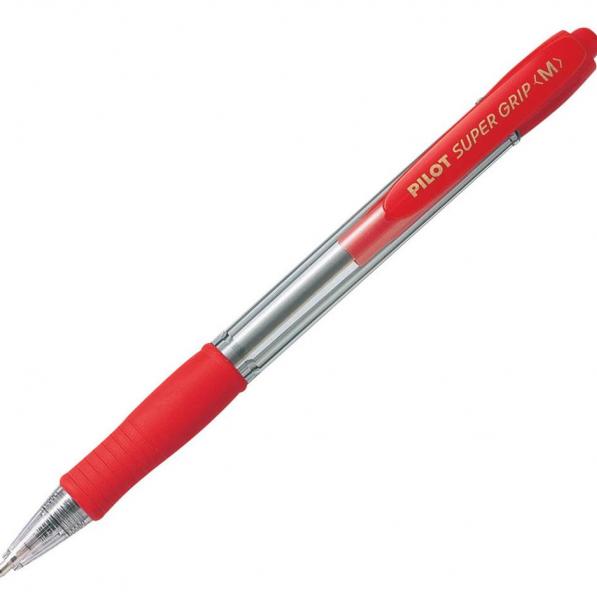 Kupi Pilot kemijska olovka SUPER GRIP M, crvena BPGP-10R-M-R-R, 12 kom / Cena v trgovini Vsebo