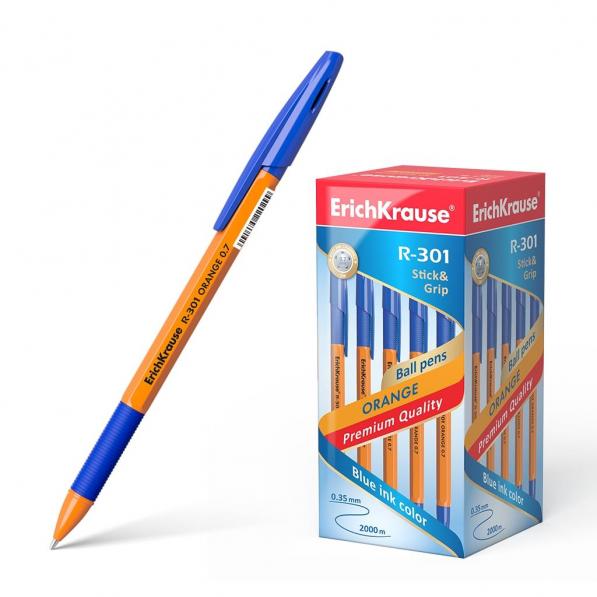 Kupi ErichKrause kemijska olovka R-301 0,7, plava grip Orange Stick 50 kom / Cena v trgovini Vsebo