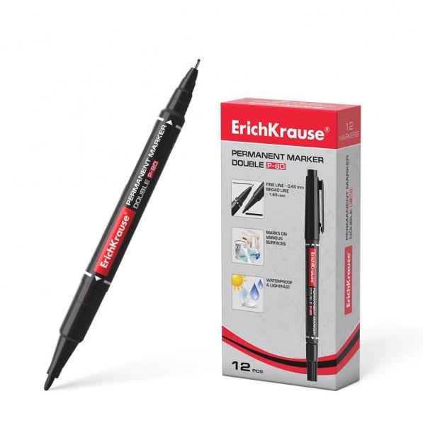 Kupi ErichKrause dvostrani marker P-80, crni,  12 kom / Cena v trgovini Vsebo